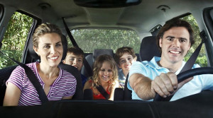 family in car